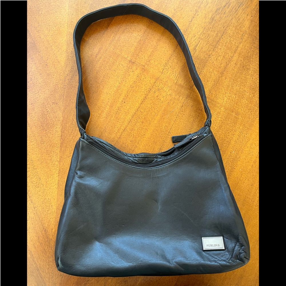 Perlina black leather bag